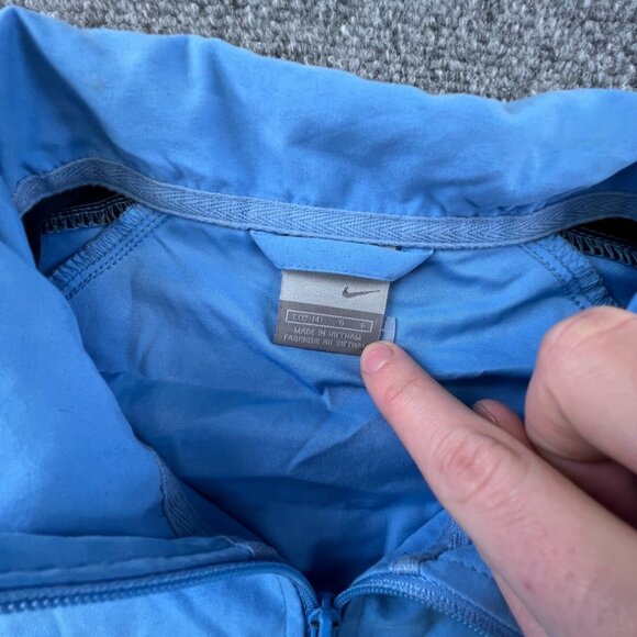 Nike Jacket Girls Sz L 12-14 Baby Blue Windbreaker Track Zip Up Long Sleeve VTG - Picture 5 of 11